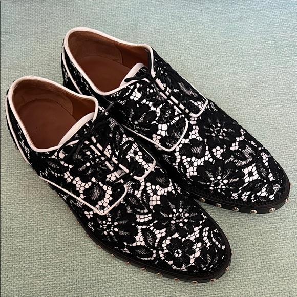 Givenchy Black and White Lace Oxfords